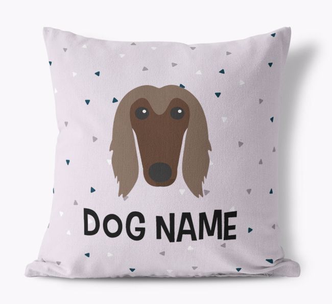 Triangle Pattern with {dogsName}'s Icon: Personalised Canvas Cushion